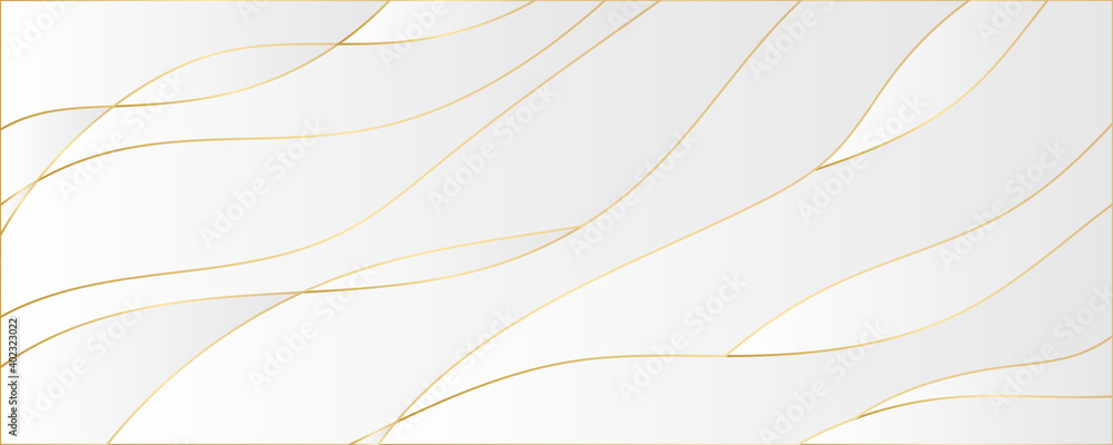 Abstract 3d background with white gold wave lines paper layers. Luxury ...