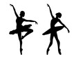 Abstract two silhouettes of charming ballerinas