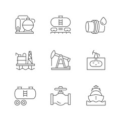 Wall Mural - Set line icons of oil industry