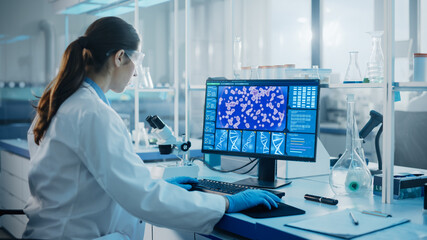medical science laboratory with diverse multi-ethnic team of biotechnology scientists developing dru