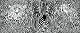 Fototapeta Konie - Cheetahs and Zebra and pattern background