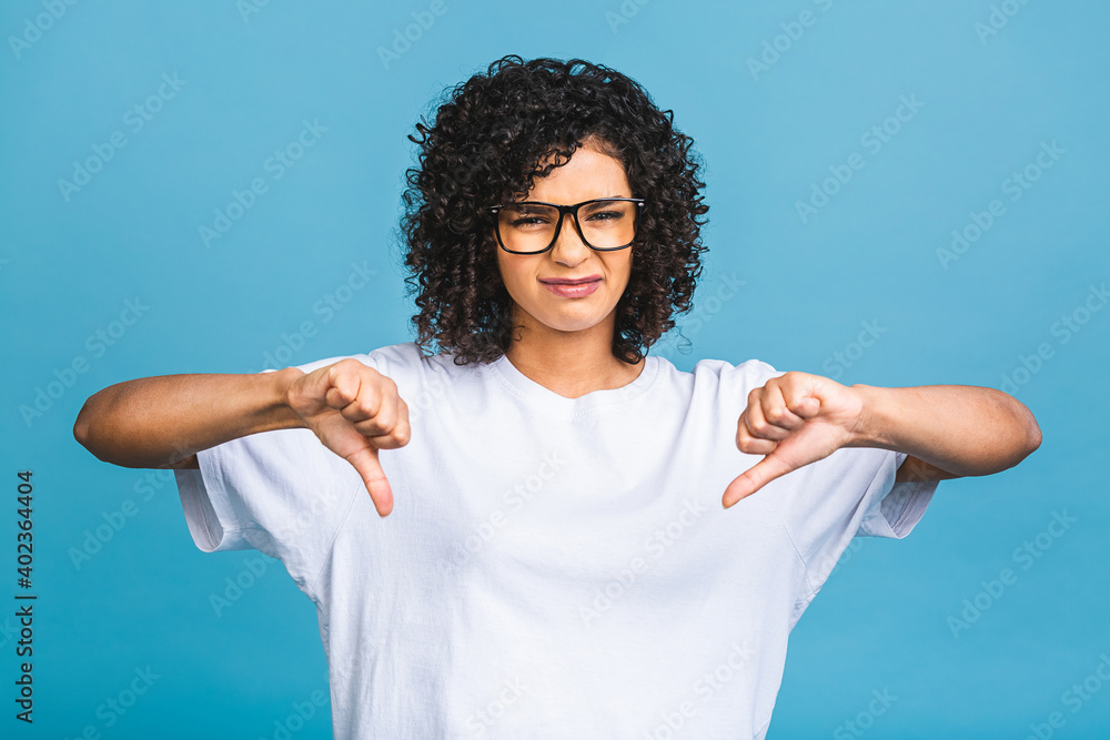 Frustrated Human African american unhappy stressed woman thinking in frustration despair ...