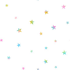 big rainbow glitter stars seamless pattern fun celestial galaxy sky white background