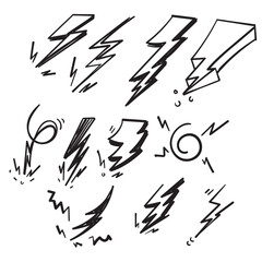 Wall Mural - handdrawn doodle thunder lightning icon illustration in doodle