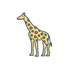 Color illustration icon for giraffe