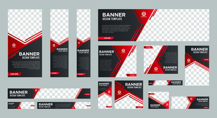 Wall Mural - set of business web banners with standard size. vertical, horizontal and square template. vector eps