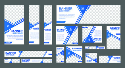 Poster - set of business web banners with standard size. vertical, horizontal and square template. vector eps