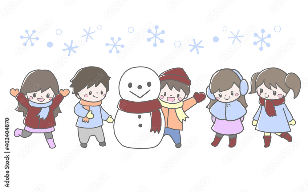 雪遊びするかわいい子ども達と雪だるまの冬の手描き風イラスト Postacie Z Bajek Dla Dzieci Naklejki Ecowall24 Pl 雪遊びするかわいい子ども達と雪だるまの冬の手描き風イラスト Postacie Z Bajek Dla Dzieci Naklejki Ecowall24 Pl