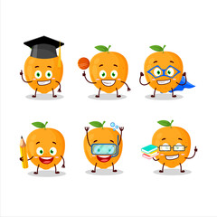 Sticker - School student of orange fruit cartoon character with various expressions