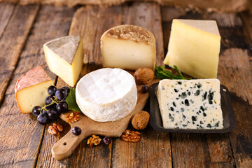 Wall Mural - assorted of dairy product on wood background