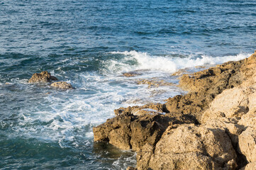 Cypriot coast in the morning sun, sunrise at Paphos photographed in September 2017