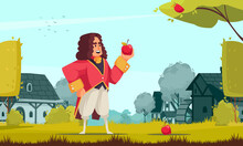 Newton With Apple Composition