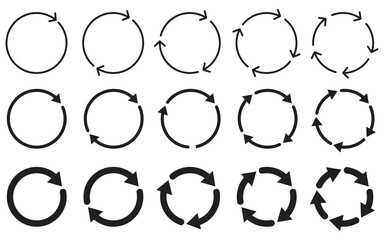 Poster - set of circle arrows rotating icon, round reload, refresh, recycle, loop rotation, circular rotation