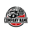Tipper truck dump truck ready made emblem logo template vector isolated. Perfect logo for trucking and freight industry