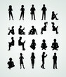 © Petr - Man and women peoples black silhouette. Social vector illustration. Persons big set.