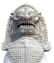 Chinese Lion Dogs Imperial Guardian Statue Isolate On White Background.