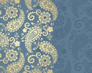 Canvas Print - paisley floral pattern , wedding template , royal India	