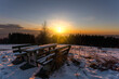 Winterlandschaft bei Sonnenuntergang im Bayerischen Wald