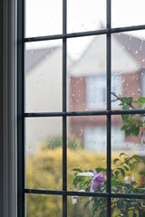 View through a window on a rainy day, United Kingdom