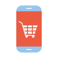 Canvas Print - phone with shopping cart symbol in the middle of it