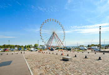 The large Ferris Wheel at the harbor city of Honfleur on the Normandy coast of France