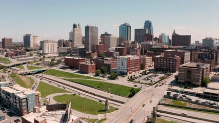 Wall Mural - Aerial View Downtown City Center Urban Jungle Kansas City Missouri
