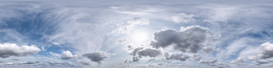 clear blue sky with white beautiful clouds. seamless hdri panorama 360 degrees angle view with zenit