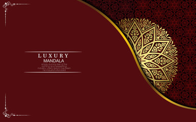 Luxury gold mandala ornate background for wedding invitation, book cover with mandala element style premium vector