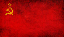 Retro Flag Of Ussr  With Grunge Texture. Top View