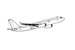 Jetliner hand drawn realistic doodle sketch tracing vector llustration. Airline Concept Travel Passenger plane. Jet commercial airplane.