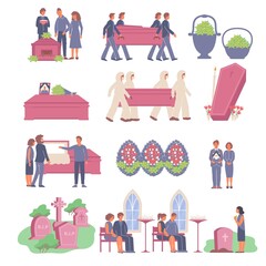 Poster - Funeral Flat Icons Collection