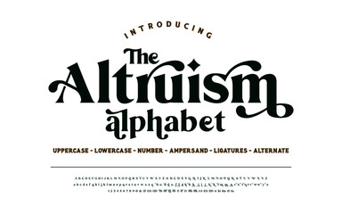 classic typography serif font. uppercase, lowercase, ligatures, ampersand, alternate, and number. ve