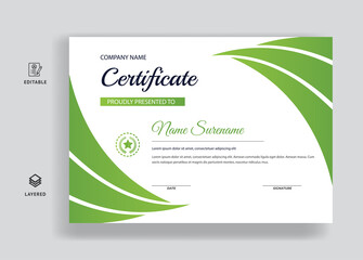 Wall Mural - Certificate template with a badge and colorful modern shape vector template design