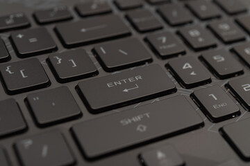 enter on black keyboard button closeup