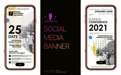 Wall Mural - design social media banners. design of advertising in social networks. full screen rectangular banne