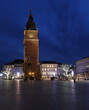 Historical city hall / town hall tower on Main Market Square in Krakow at night