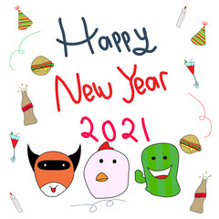  The funny Doodles have New Year Party