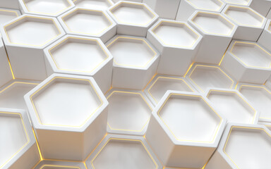 Sticker - Hexagon geometric background, technology concept, 3d rendering.