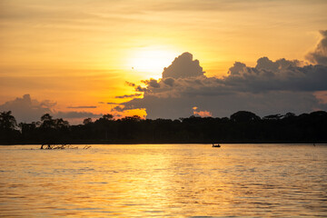 Wall Mural - sunset over the river
