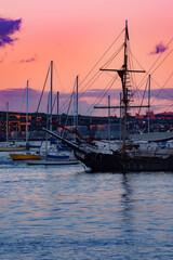 Wall Mural - Sailboat anchored in the Boston harbor