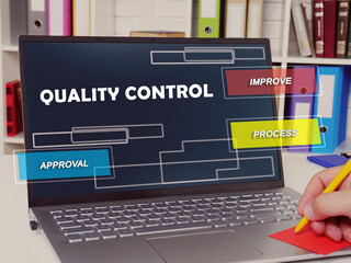 Business concept about  quality control improve process approval with inscription on the piece of paper.