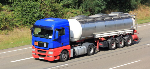 a new Petrol truck on the highway