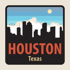 Wall Mural - Label or sign with name of Houston, Texas