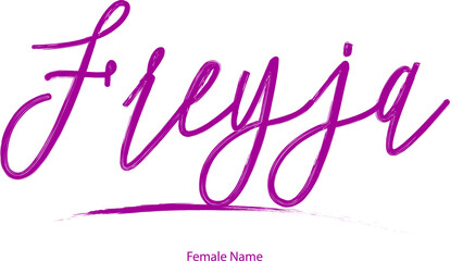 Poster - Freyja Female Name in Beautiful Cursive Typography Text 