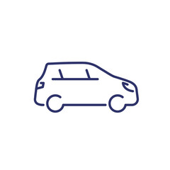 Sticker - hatchback car line icon on white