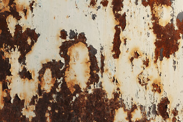 Wall Mural - Rusted Metal Texture with white paint. rust and oxidized metal background. Old metal iron panel.