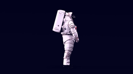 Wall Mural - astronaut with black visor and white spacewalk spacesuit with bright white 80s lighting 3d illustrat