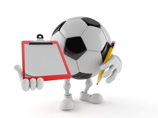 Poster - Soccer ball character holding clipboard and pencil