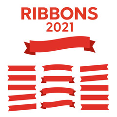 Wall Mural - glossy red ribbon vector. banner ribbon vector set