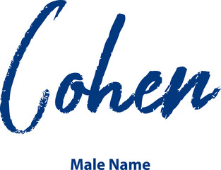 Canvas Print - Cohen-Male Name Handwritten Cursive Brush Calligraphy Blue Color Text